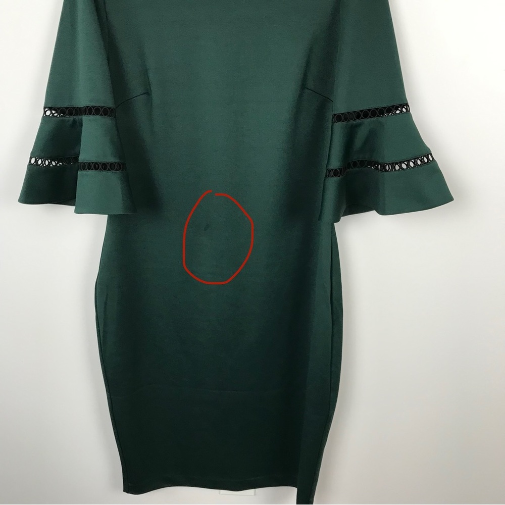 Ted Baker London Filnio Bell Sleeve Emerald Green Dress Size Ted 5/ US Size 12 - Picture 5 of 11